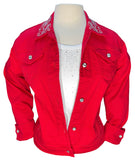 Waist Length Denim Jacket (Red)