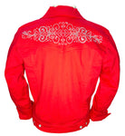 Waist Length Denim Jacket (Red)