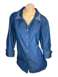 Denim Shirt with Crystal Buttons