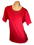 Short Sleeve Knit Top (Red)